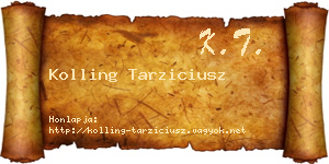 Kolling Tarziciusz névjegykártya